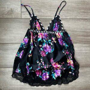Victorias Secre | Floral Satin Lace Trim Cami
